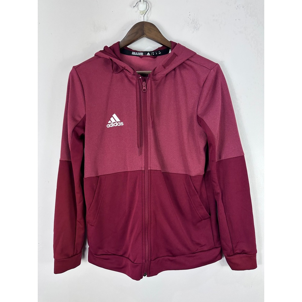 Adidas Full Zip Hoodie Mens Medium Burgundy Aeroready Performance Track Jacket